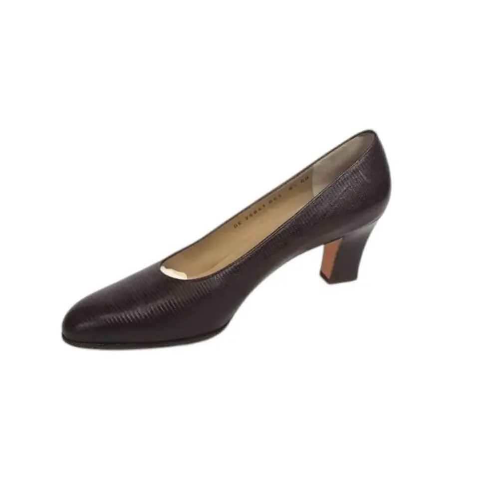 Salvatore Ferragamo Women's Vintage Nilla Shoes Pumps Dark Brown Size 8.5 AA